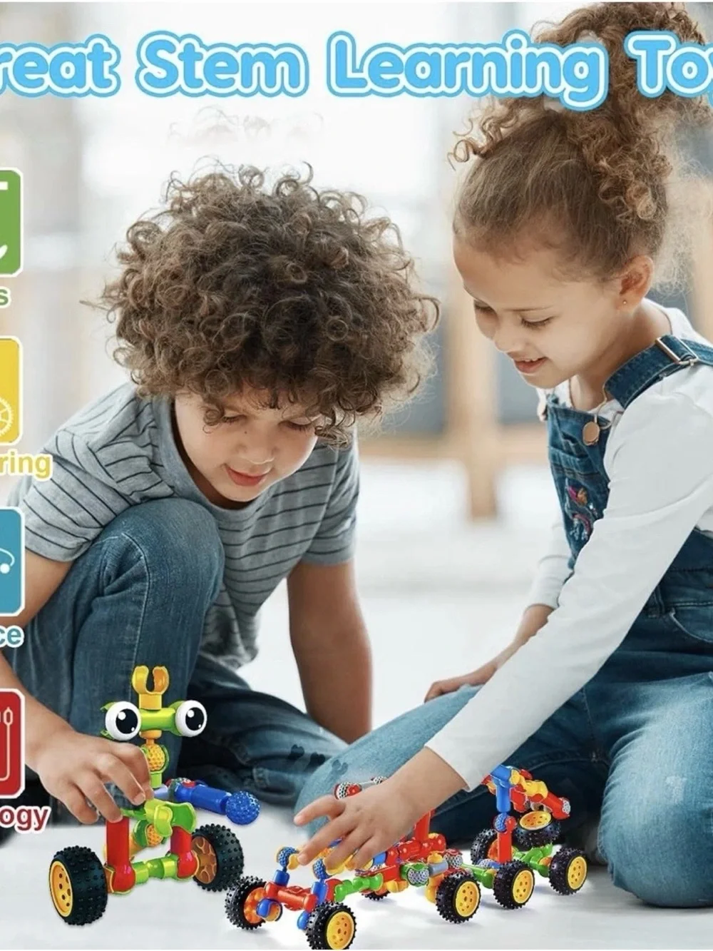 125PCS Stem Building Toys for 3-8 Year Old Unisex- in Carrying Container&Booklet